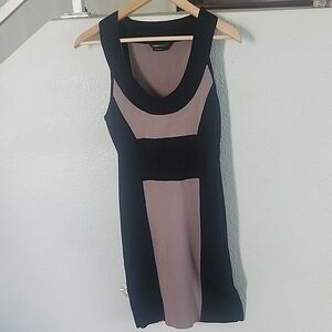 BCBGMaxazria Black and Taupe Colorblock Mini Dress